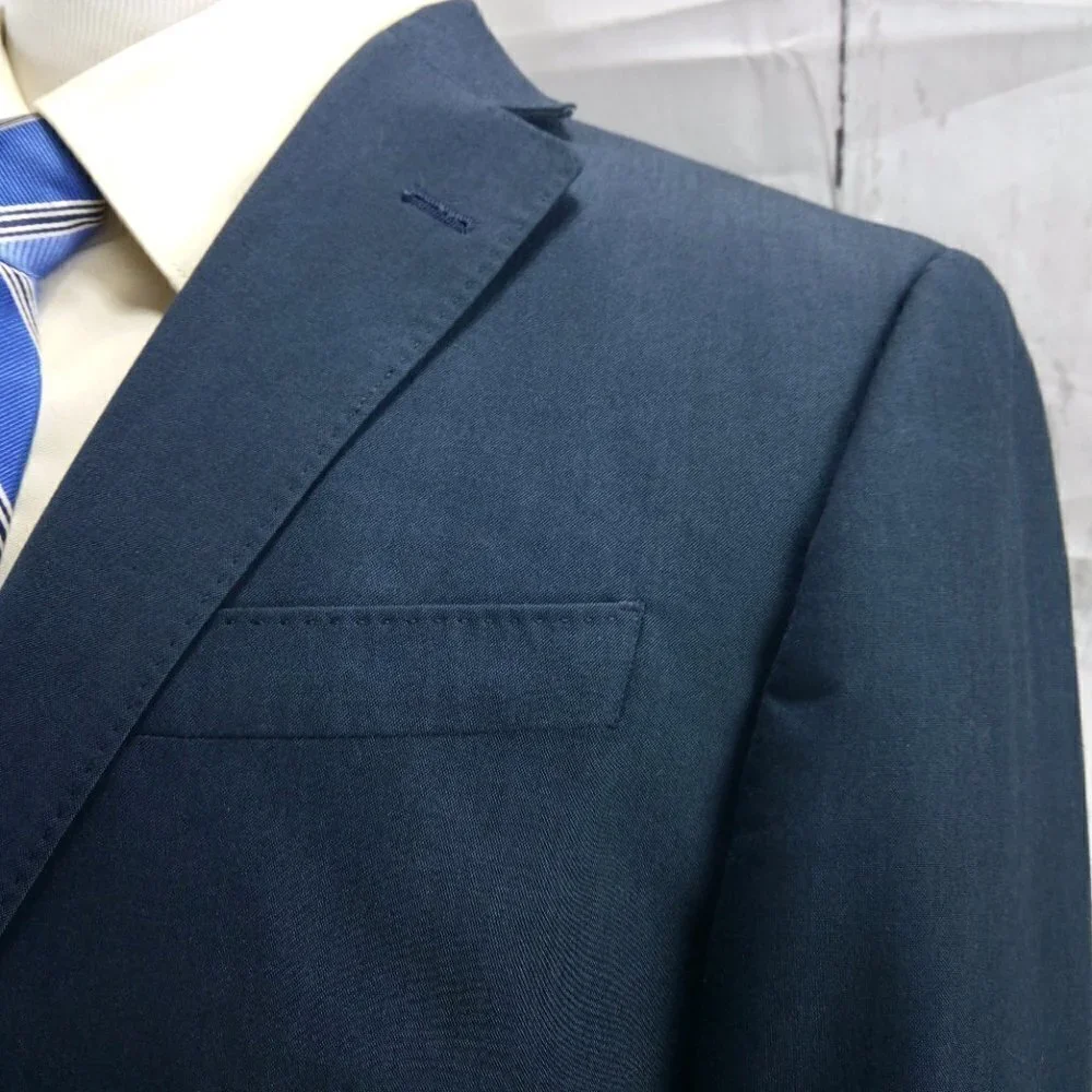 JF J Ferrar Slim Fit 42R 2 Button Bluish Gray Stitched Lapel Suit Blazer Jacket